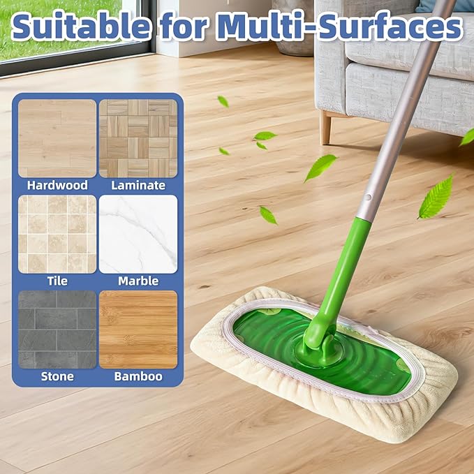 3 Pack Reusable Double-Sided Mopping Pads Compatible with Swiffer Sweeper Mop, Washable Wet & Dry Mopping Sweeping Cloth for Multi-Surface Cleaning, Dual-Sided Pad Refills (Not Include MOP)