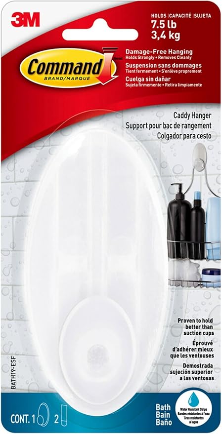 Command Caddy Hanger, 1 Caddy Hanger, 2 Large Strips, Organize Your Bathroom
