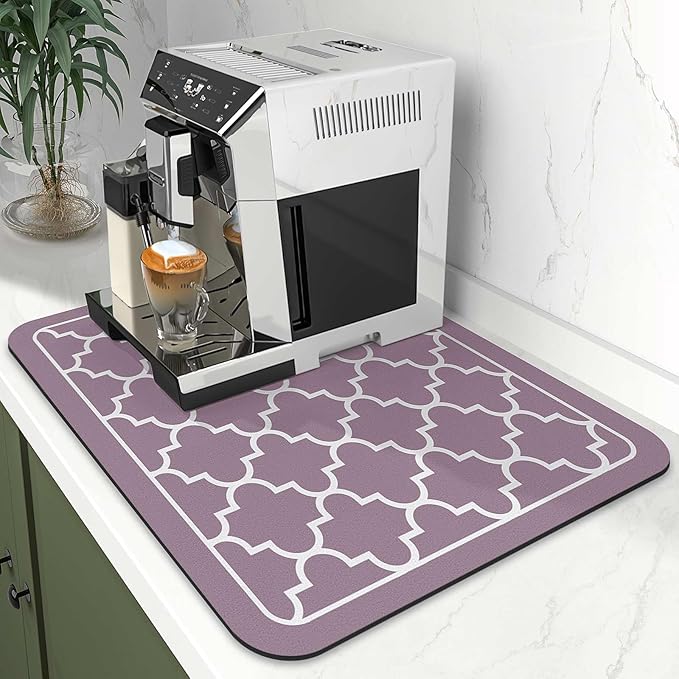 WISELIFE Dish Drying Mat Super Absorbent Drying Mat Large Dish Drying Mats for Kitchen Counter Easy Clean Dish Mat Kitchen Drying Mat15"x 18" Stylish Purple