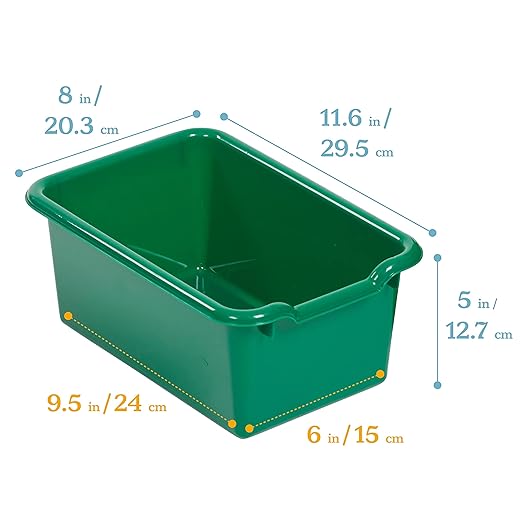 ECR4Kids Scoop Front Storage Bins, Multipurpose Organization, Green, 10-Piece