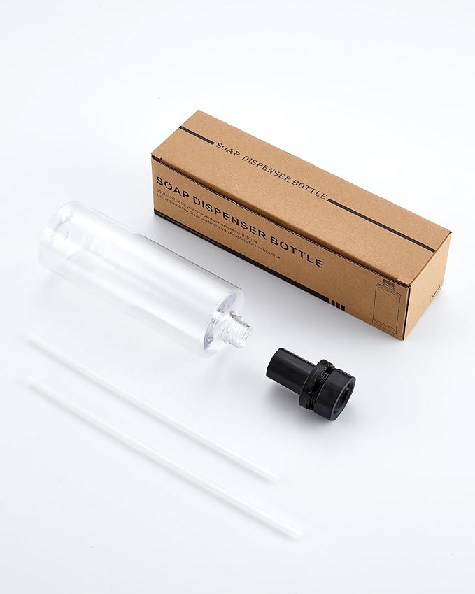 Updated Soap Dispenser Bottle for Kitchen Sink Replacement - 500ML/17oz Soap Bottle - A Replacement for Your Soap Dispenser, Please Confirm the Adapter Maximum Connection Size Before