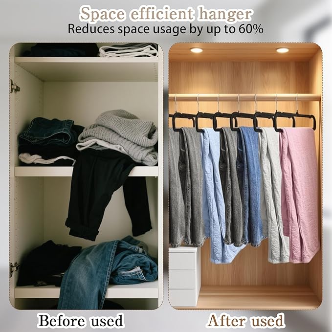 40 Pcs Velvet Pants Hangers with 40 Hooks Non Slip Black Velvet Hangers Slim Clothes Hanger Strong Space Saving Flocked Hanger for Closet Shorts Pants Bra Shirts