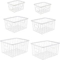 happimess BSK3001B-6SET Camden Vintage Industrial Wire Metal Nesting Storage Baskets, for Shelves, Cabinets, Pantry, Countertop, Mesh Open Bin Basket for Organizing Supplies, White (Set of 6)