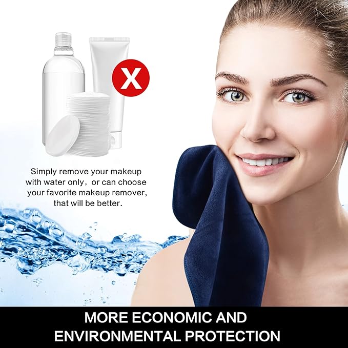 SINLAND Microfiber Facial Cloths Fast Drying Washcloth 12inch x 12inch (Pack of 2, Navy Blue)