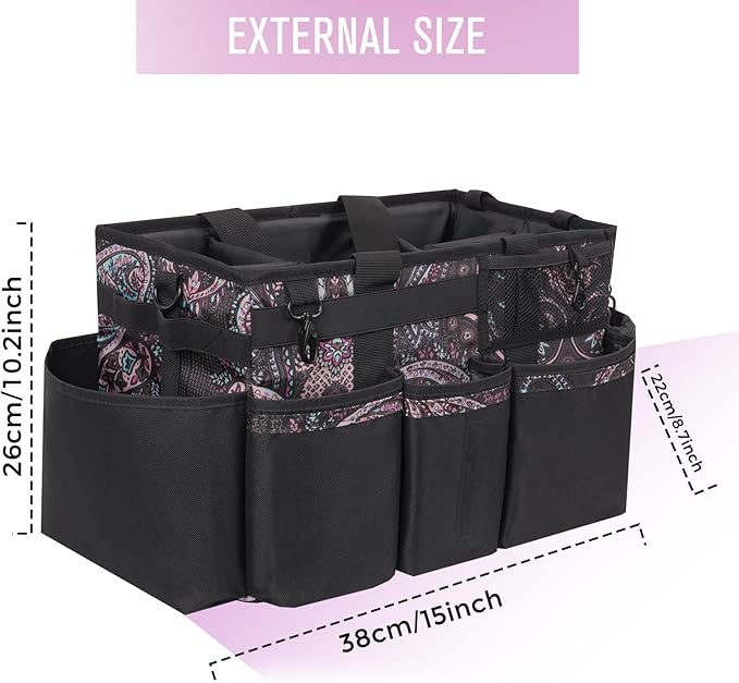 Wearable Cleaning Caddy, Cleaning Caddy Supplies Organizer with Handle & Shoulder Straps for Housekeepers, Under Sink & Car Cleaning Tool Organizers Bag with 4 Foldable Divider (Totem)
