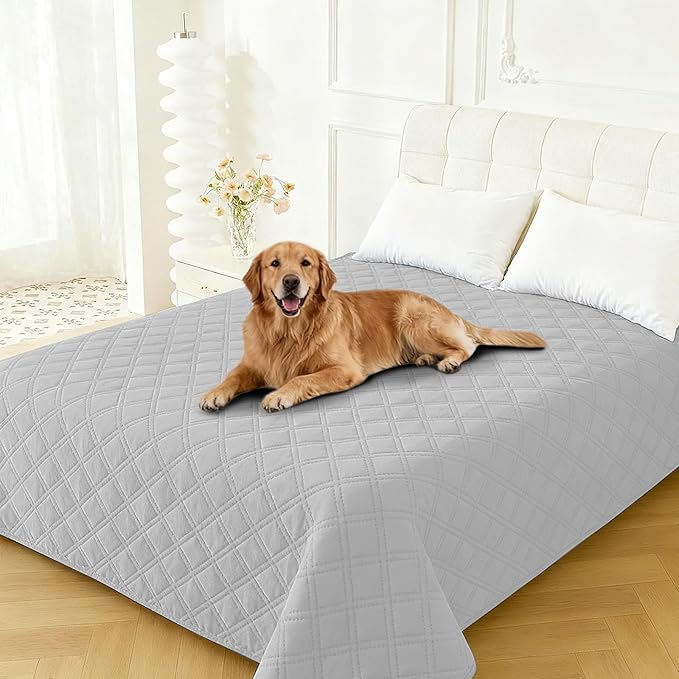 Waterproof Dog Blanket, Non-Slip Soft Pet Bed Cover, Couch Cover for Dogs Washable, Protects Sofa, Furniture, Crate, Car, Tear Resistant Leakproof Pet Blanket (30x70 Inch, Light Grey)