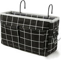 Someteth Bedside Caddy Bedside Hanging Storage Basket Multi-Function Organizer Caddy for Bunk and Hospital Beds Dorm Rooms Bed Rails, Can be Placed Glasses Books Mobile Phones（Black Grid）
