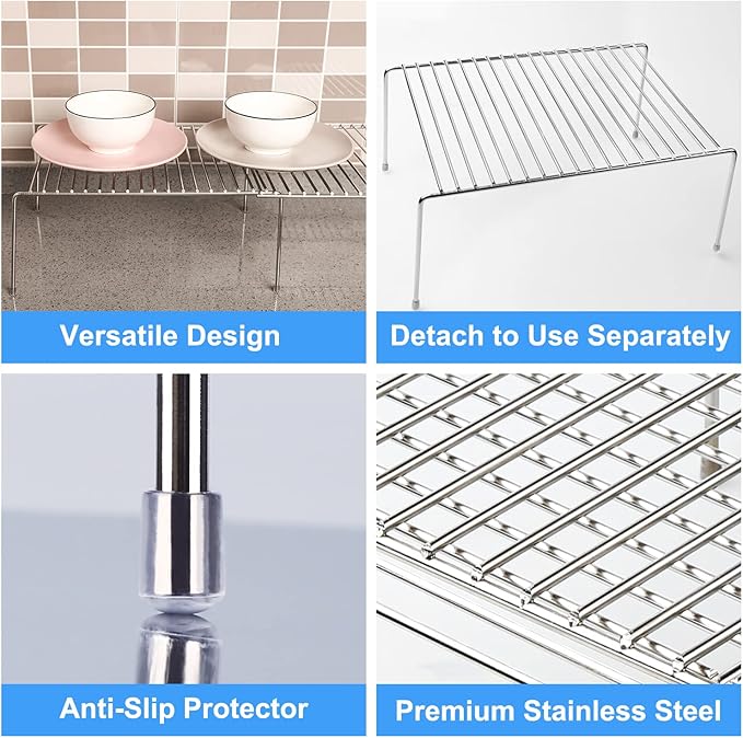 Tomorotec Space-Saving Stainless Steel Storage Rack, 12.8-22.8 in, Silver, Easy to Install, Versatile Design