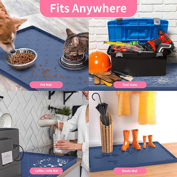 Sdpeia Under Sink Mat 34"×22" Waterproof Silicone Cabinet Liner & Sink Protector for Kitchen & Bathroom, Multi-Purpose Organizers Tray for Pets, Laundry, Cat Litter Mat