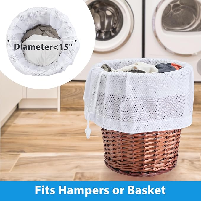 2Pack XL Heavy Duty Mesh Laundry Bags, Machine Washable Large Dirty Clothes Organizer with Drawstring, Fits Laundry Baskets or Hampers Essentials for Dorm, College, Travel, Camp, Sport - 24" x 36"