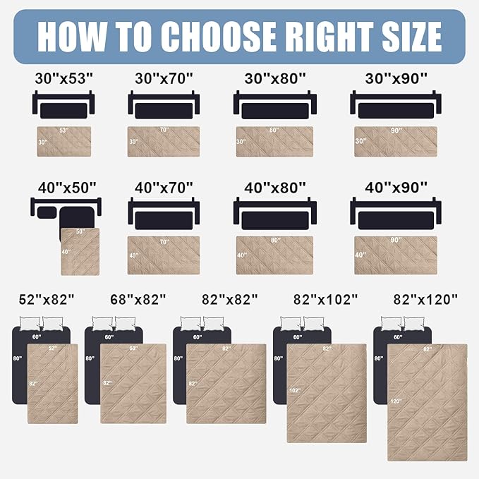 Smiry Waterproof Dog Bed Cover Pet Blanket, Soft Washable Dog Blanket for Furniture Bed Couch Sofa Reversible, Checkered (68"x82", Taupe/Beige)