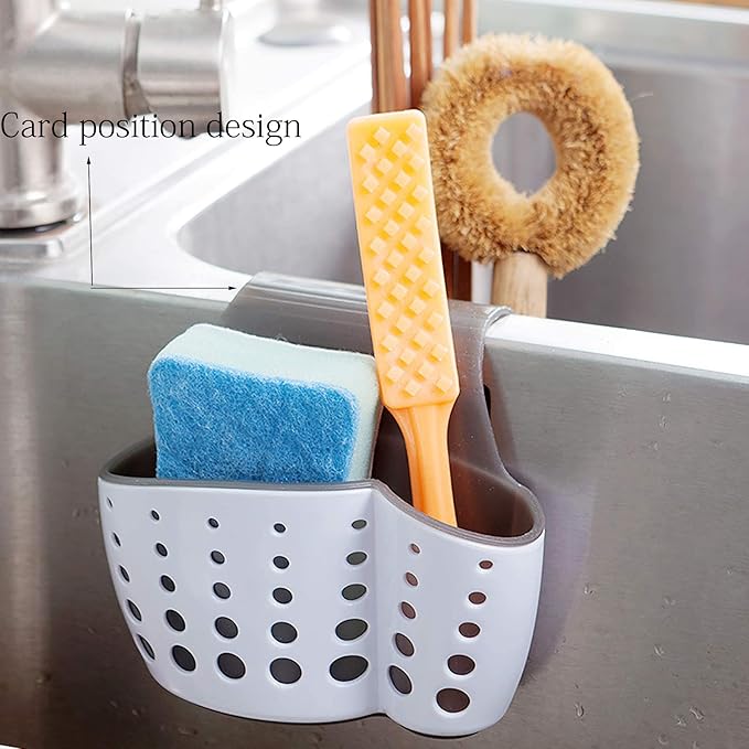 VANVENE Kitchen Sink Shelf Soap Sponge Drain Rack Holder Double Decker Hanging Basket Storage Suction Cup Kitchen Organizer Sink Accessories Wash Dropshipping (2pockets)