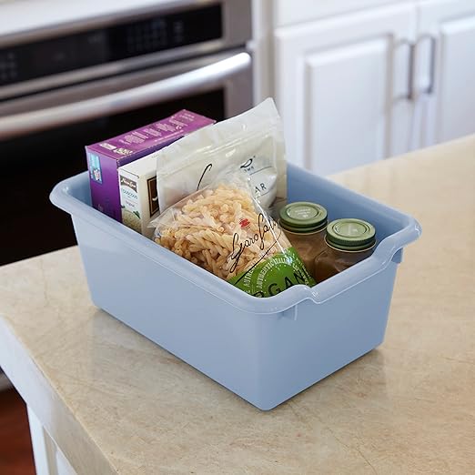 ECR4Kids Scoop Front Storage Bins, Multipurpose Organization, Powder Blue, 10-Piece