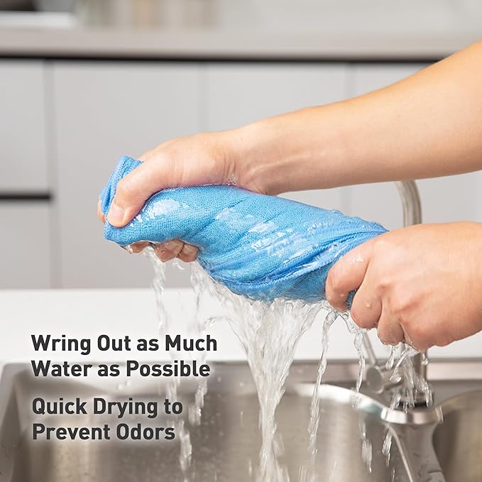 WEAWE Blue Microfiber Cleaning Cloth 13"x13", Ultra Soft Absorbent Microfiber Cleaning Rags for Housekeeping Cleaning Supplies, Lint Free Reusable Cleaning Cloths for House Washable, Pack of 12