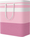 StorageRight Large Collapsible Laundry Basket Hamper with Easy Carry Handles，Freestanding Clothes Hampers for Laundry, Bedroom, Dorm, Towels, Toys, 125L, Pink