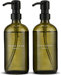 MaisoNovo Soap Dispenser 2-Piece Set | 16.9oz Green Bottles with Black Plastic Pumps