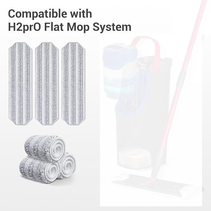4Pcs Mop Replacement Pads, Compatible with H2prO Flat Mop System Universal Mop Pads Mop Head Refills Washable Wet Mop,Replacment for H2prO Size Mops