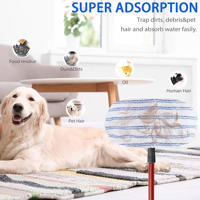 4 Pack Mop Heads Replacements Compatible with Cedar Hard Wood Flooring 'N More Ultra-fine Fiber mop - Microfiber Mop Refills for Cedar Mop Wet and Dry Use 15x8 Inch Pads
