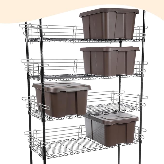 4 Pcs Chrome Wire Shelf Ledge 18" L x 4" H Wire Shelving Side Ledge Metal Shelves Accessories Pantry and Garage Storage (Silver)