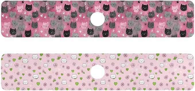 Watercolor Pink Cat Faces Paw Print Sakura Hearts Kitchen Sink Splash Guard Sink Faucet Mat Faucet Handle Drip Catcher Drain Mats for Kitchen Bathroom Countertop Absorb