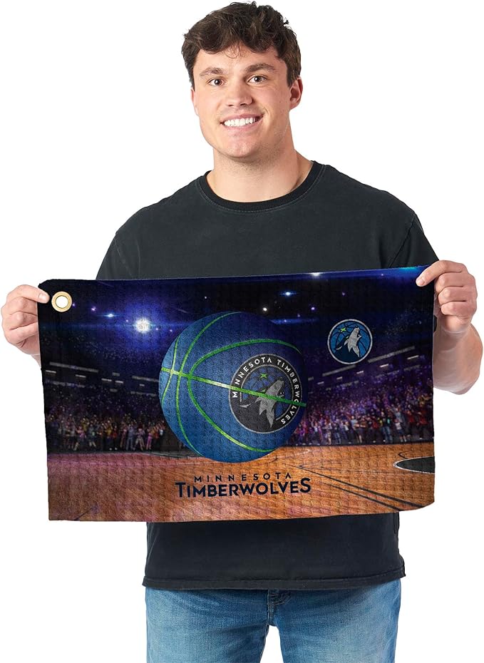Northwest NBA Golf Towel – Official Licensed Microfiber Waffle Fabric, Absorbent 16x25 in Club Cleaning Accessory