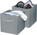 2 Pcs Storage Cubes, 10.5 Inch Collapsible Storage Bins, Fabric Foldable Bins for Organization, Durable Storage Bins for Closet, Shelves, Offices (Grey)