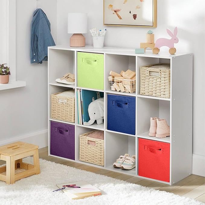 ShellKingdom Storage Bins, Foldable Fabric Storage Cubes And Cloth Storage Organizer Drawer For Closet And Toys, 8 Pack (Red+Dark Blue+Purple+Green)
