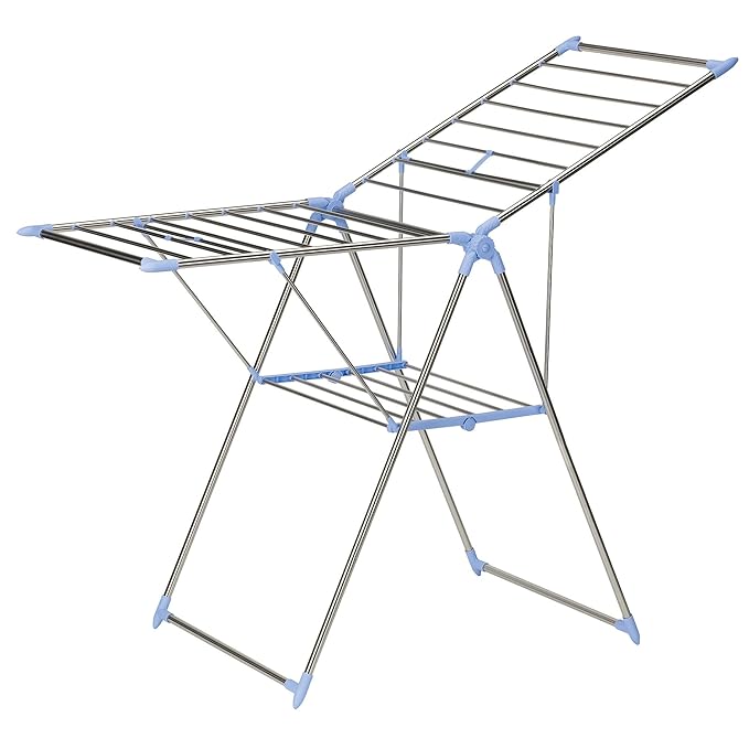 Household Essentials Collapsible Adjustable Gullwing Metal Clothes Drying Rack, Grey