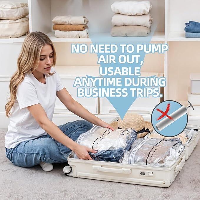 TAILINK Cube Vacuum Storage Bags, 6 Pack Medium Size (25x19x11 inch), Vacuum Seal Bags for Clothing, Compression Packing for Clothes, Blankets, Baby Clothes, No Pump Needed