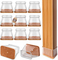 Chair Leg Floor Protectors Rectangle Chair Leg Protectors for Hardwood Floors Silicone Caps Felt Furniture Pads Covers Anti-Scratch Reduce Noise 32 Pack Clear Fit:L 1.5" -2",W 0.75" -1"