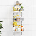 ODesign 3 Tier Height-Adjustable Shower Caddy Hanging Anti-Swing-Over The Shower Head Caddy-Storage Organizer Bathroom Shelves Basket-Silver