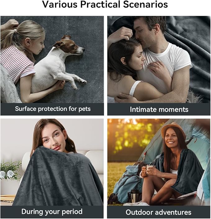 Waterproof Blanket for Couples - Love Blankets Stain Proof, Absorbent, Leakproof, Reversible, Plush Cozy & Washable - Waterproof Couch Cover Ideal for Bed/Couch, Dogs/Cats(82"x82", Gray/Dark Gray)