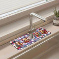 Chrismas Sink Splash Guard Faucet Mat Cute Christmas Absorbent Fast Drying Mat Sink Gadgets Splash Guard Behind Faucet Drip Catcher for Kitchen Bathroom 15.5"X5.5"