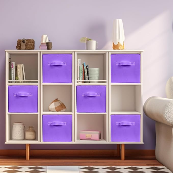 ShellKingdom Storage Bins, Foldable Fabric Storage Cubes And Cloth Storage Organizer Drawer For Closet And Toys, 2 Pack (Violet)
