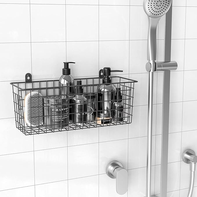 MaraFansie [Extra Large] Wire Basket 2-Pack Hanging Wall Organizer Cabinet Storage Basket Wall Mounted Shelves Rustic Farmhouse Decor for Home Kitchen Bathroom, BLACK