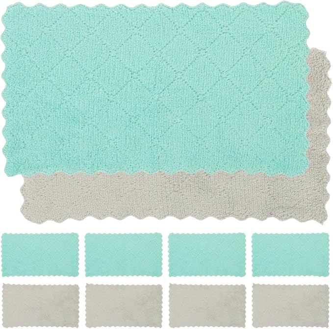 Kitchen Dish Cloths 10-Pack Microfiber Cleaning Cloths Water Absorbing Washcloths for Dishes Glassware and Countertop Cleaning
