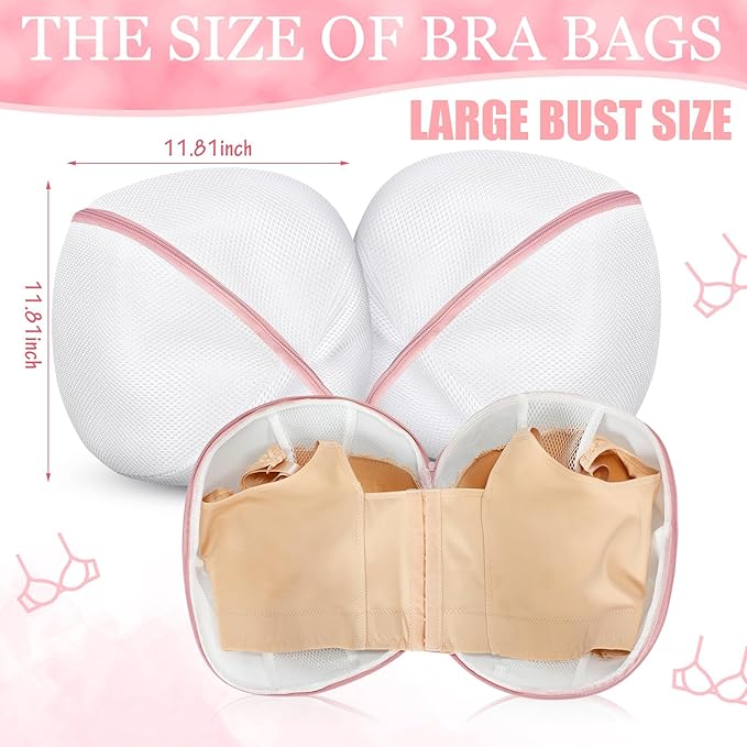 Shappy 6 Pieces Bra Washing Bag for Laundry Mesh Wash Lingerie Underwear Brassiere Washing Bags with Zipper for Women Laundry Storage (11.81 Inch,Pink)