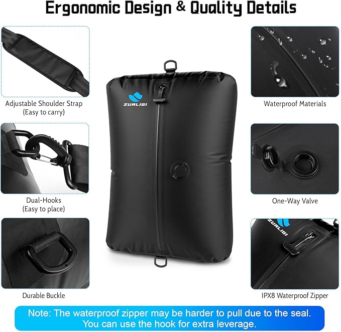 Zurligi Vacuum Bags with Pump for Travel – IPX8 Waterproof Reusable Carry-On Compression Bags for Clothes, Suitcase & Luggage(2-Pack, Black)
