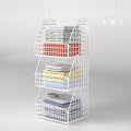 Hanging Closet Organizer and Storage, Clothes Hanging Shelves Wire Baskets for Clothing Sweaters Purse Handbags Shoes White 3 Tier