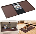 URMONA Waterproof Silicone Under Sink Mat 37'' x 22'' Shelf Liner for Kitchen and Bathroom, Cabinet and Counter Protector, Storage and Organizers, Litter Mat, Pet Cat Puppy Essentials(Brown)