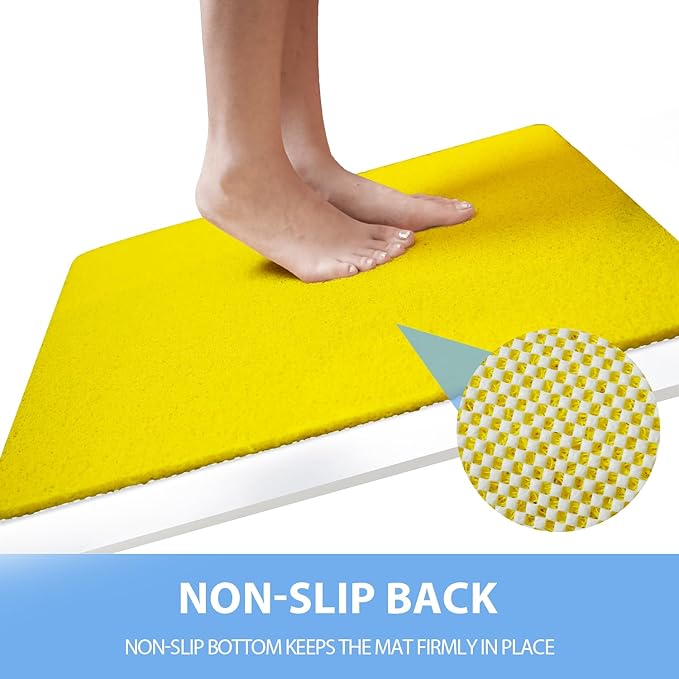Hargiis Non-Slip Bathtub Mat, Anti Slip Shower Mat, Fast Drying Bathtub Mats, Foot Scrubber Mat, Anti Slip Mat for Tub, Floor, Bathroom, Kitchen, Home, Hotel (Yellow 24"×16")
