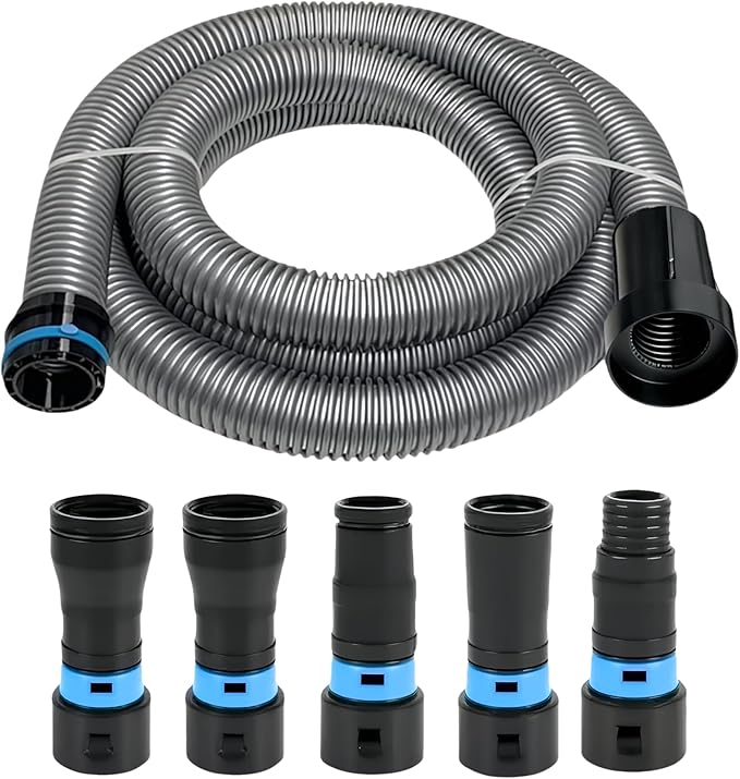 MITANSLE Dust Collection Hose Adapters Kit - Ribbed TPE QuickClick Adapters for Home & Shop Vacuum Systems, Expanded Set Fits Most Woodworking Power Tools & Sanders, Multi-Brand Compatible