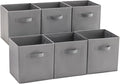 MAX Houser 6 Pack Foldable Fabric Storage Bins with Handles - Ideal for Closet Organization, Bedroom and Nursery (Grey, 10.5"x10.5"x11")