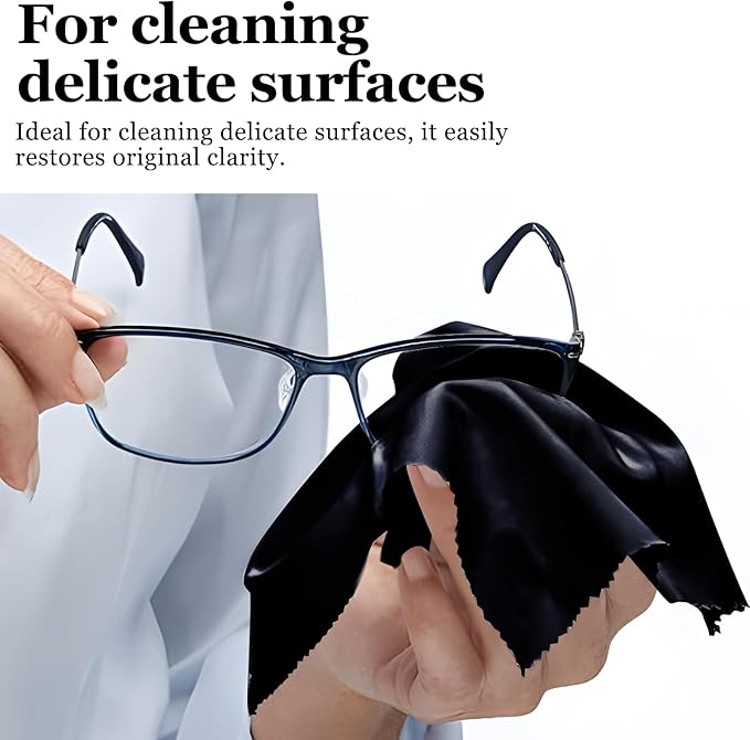 10PCS Suede Microfiber Cloths, 8"×8" Suede Cloth Cleaning Rags, Double-Sided Cleaning Cloths for Car LCD Display, Screens, Glasses, Lenses, Mirrors, Windows, Delicate Surfaces (Black)