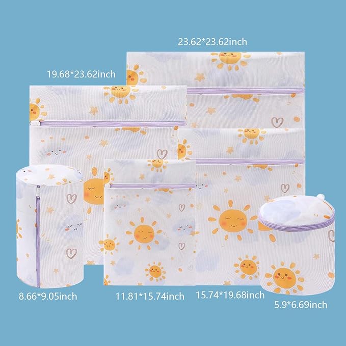 6pcs Mesh Laundry Bags with Premium Zipper – Durable Wash Bags for Delicates, Lingerie, Travel, and Clothes.6 Sizes (XL/L/M/S/Cylindrical/Bra)