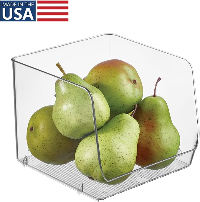 iDesign Open-Front Storage Bin - All-Purpose Bin for Kitchen, Bathroom, or Office - Clear - Made in USA