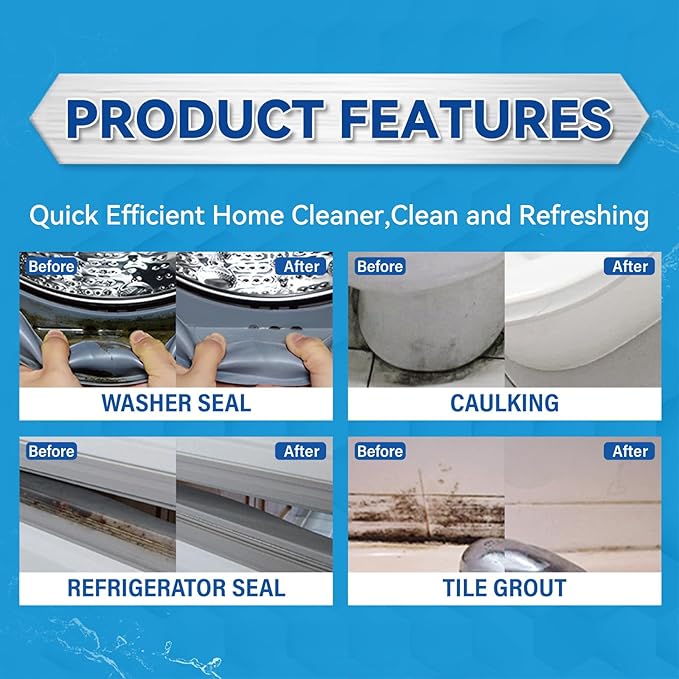 YUCO Multipurpose Cleaner Gel for Stains Remover, Quick Effect Safe and Easy To Use For Washer, Dishwashers, Refrigerators' Rubber Seals,Tiles,Walls,Floor Grouts, Shower Room, Caulk(1 Bottle of 7 OZ)