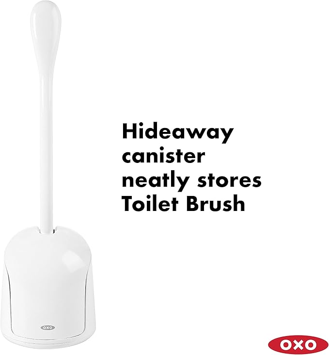 OXO Good Grips Compact Toilet Brush & Canister, White, 6" x 4-3/4" x 17-1/4" h (Pack of 2)