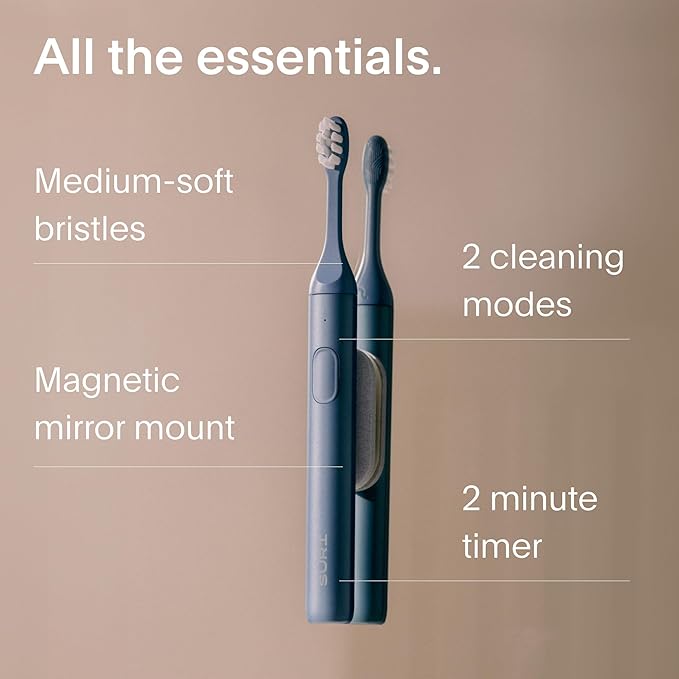 SURI 1.0 Sonic Electric Toothbrush with UV Cleaning Travel Case | 1 Month+ Battery | Designed in California | Electric Toothbrush for Adults | Travel Toothbrushes | Tooth Brush | Blue