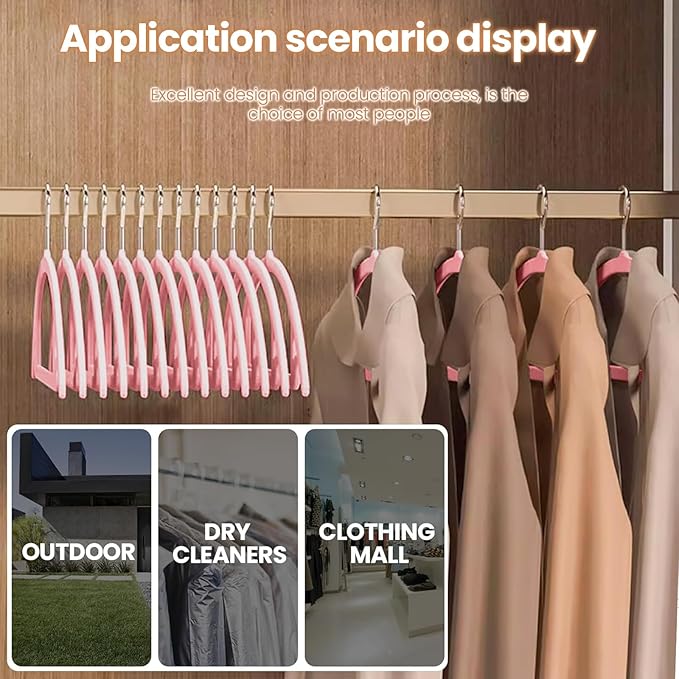 Jiang&Rong 60 Pack Pink Velvet Hangers, Ultra Thin Space Saving Non-Slip Clothes Hangers, No Shoulder Bumps Suit Hangers for Sweaters, Jackets, Pants, Dresses & Shirts, Heavy Duty Velvet Coat Hanger